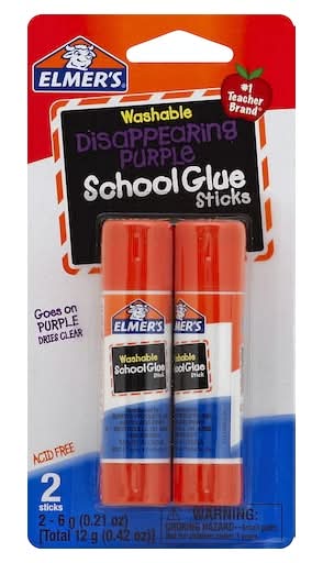 Elmer's School Glue Sticks, Washable, Disappearing Purple