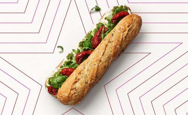 Mozzarella, Roasted Tomato & Pesto Baguette