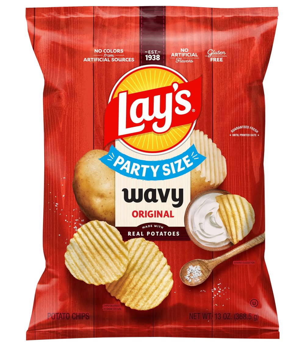 Lay's Gluten Free Wavy Potato Chips Party Size, Original (13 oz)