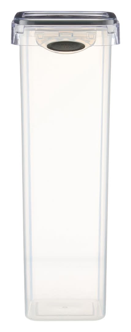 Stor-All Solutions One Touch Storage Tall Square Canister Container 48 oz, Clear/Grey