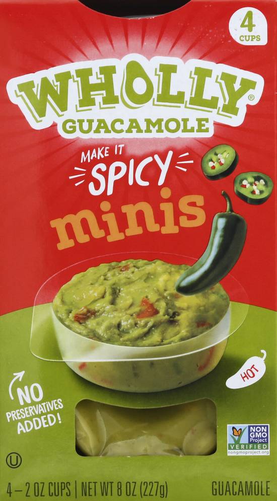 Wholly Make It Spicy Hot Dip Minis Guacamole (4 ct)
