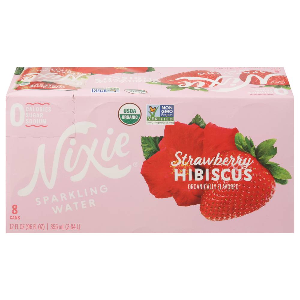 Nixie Strawberry Hibiscus Sparkling Water (8 x 12 fl oz)