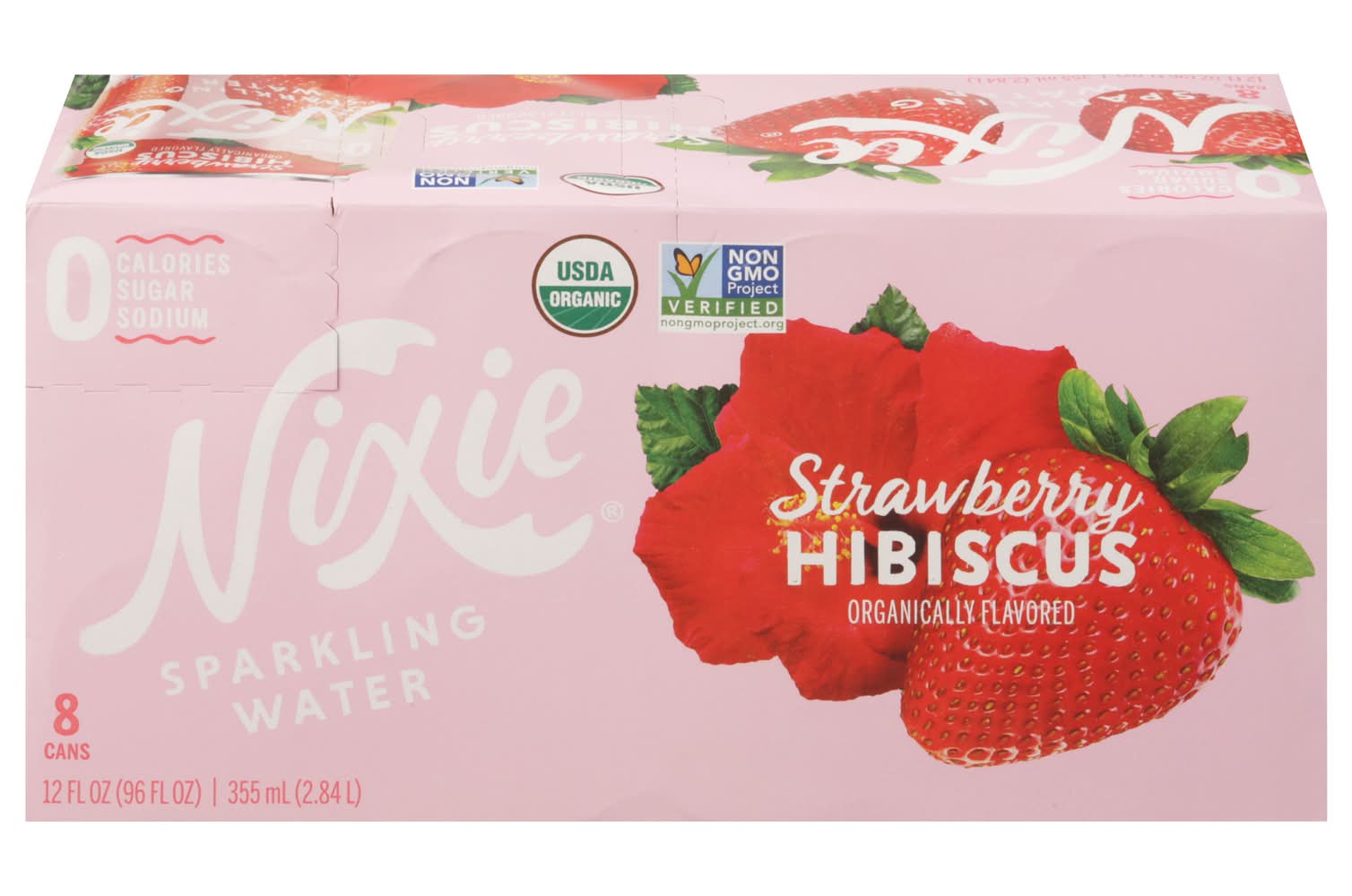 Nixie Sparkling Water, Strawberry-Hibiscus (8 x 12 fl oz)