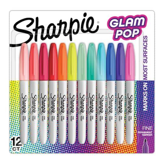 Sharpie Fine Tip Glam Pop Permanent Markers, Assorted (12 ct)