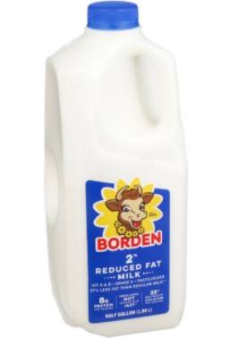 Borden - 2% Reduced Fat Milk, 0.5 Gal (9 Units per Case)