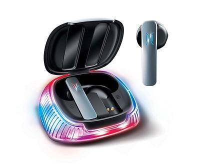 Black True Wireless Earbuds With LED Charging Case