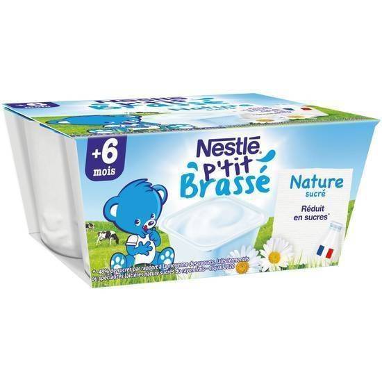 P'tit brassé saveur nature sucré - nestlé - 400g (4x100g)