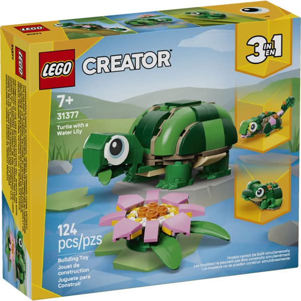 LEGO Creator 3-in-1 Turtle with a Water Lily Flower Building Blocks Set, Total Qty 1