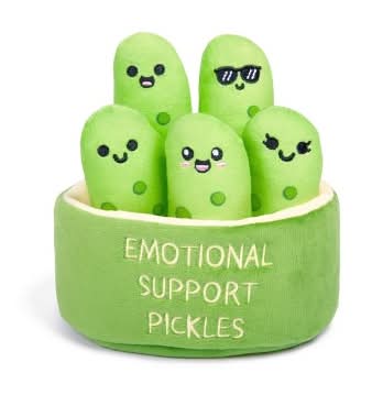 What Do You Meme? Food Themed Emotional Support Pickles Stuffed Animal Plush Toy, 5x6 in