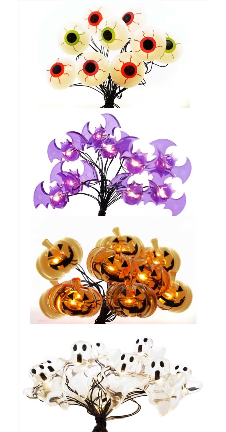 Celebrations Warm White Led Prelit Eyeballs/Bats/Pumpkins/Flying Ghosts Lights