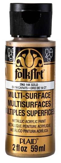 FolkArt Multi-Surface Metallic Acrylic Paint, 14K Gold (2 fl oz)