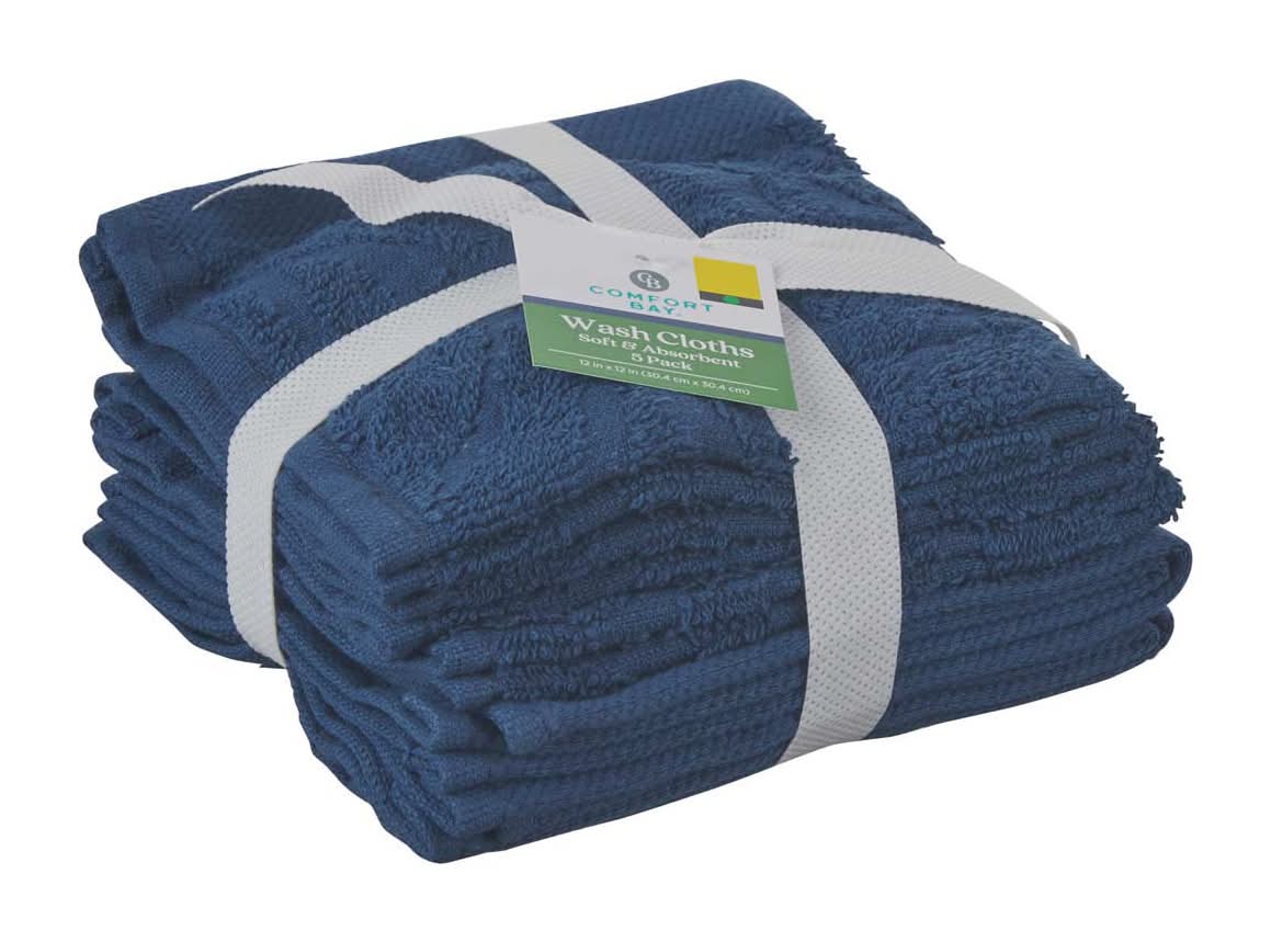 Comfort Bay Wash Cloth 12 In X 12 In Assorted