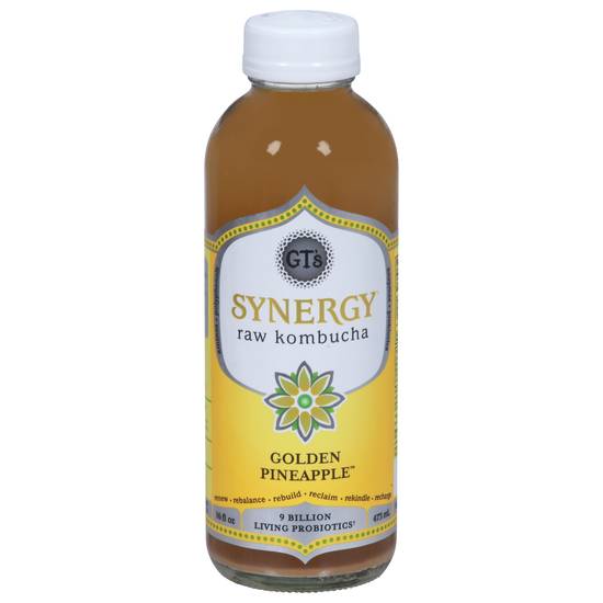 Gt's Synergy Golden Pineapple Raw Kombucha (16 fl oz)