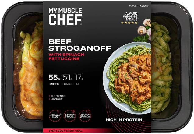 My Muscle Chef - Beef Stroganoff with Spinach Fettuccine 330g