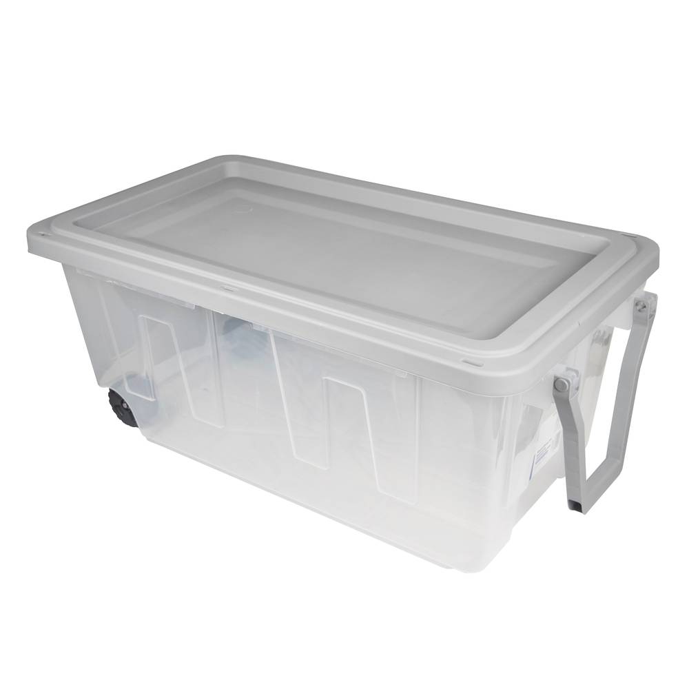 Project Source Large 40-Gallons (160-Quart) Clear Heavy Duty Rolling Tote with Standard Snap Lid | 2565508