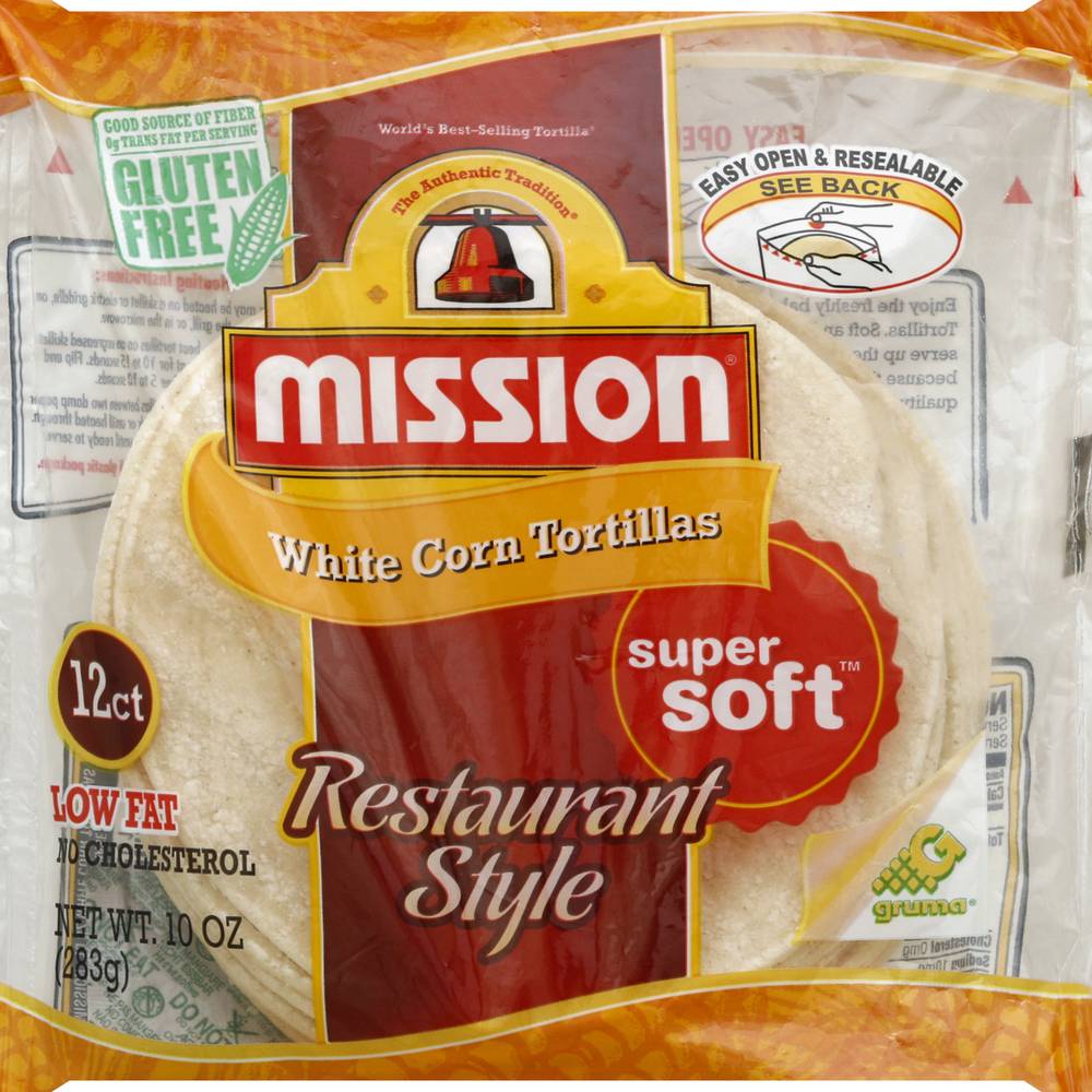 Mission Restaurant Style White Corn Tortillas (10 oz, 12 ct)