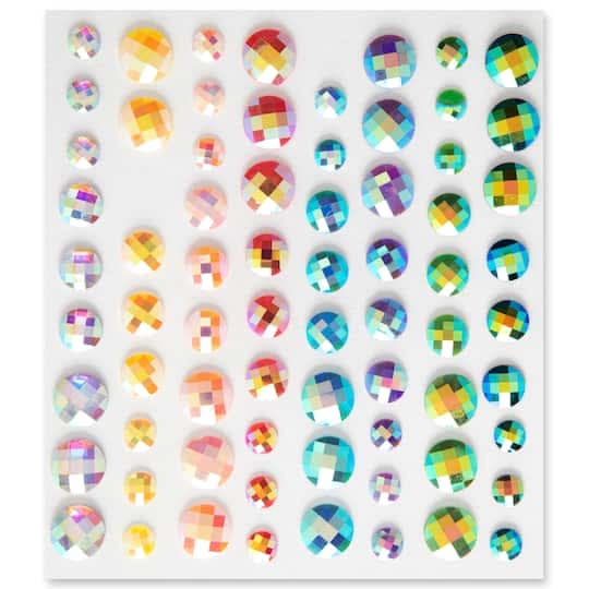 Recollections Rhinestone Stickers, Assorted Sizes, Iridescent Pastels (72 ct)
