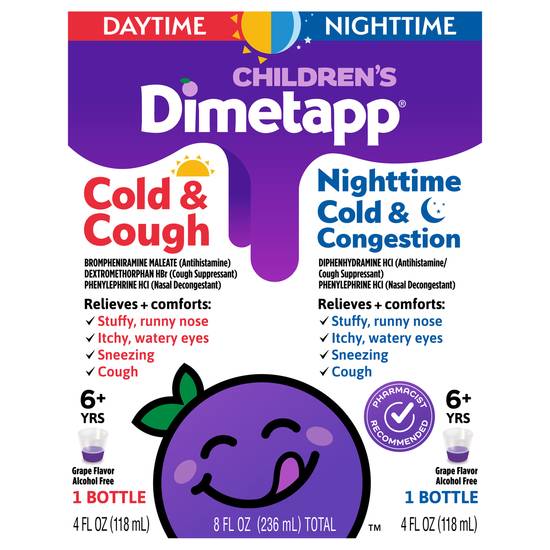 Dimetapp Day & Night Grape Flavor Cold Cough & Congestion Treatment