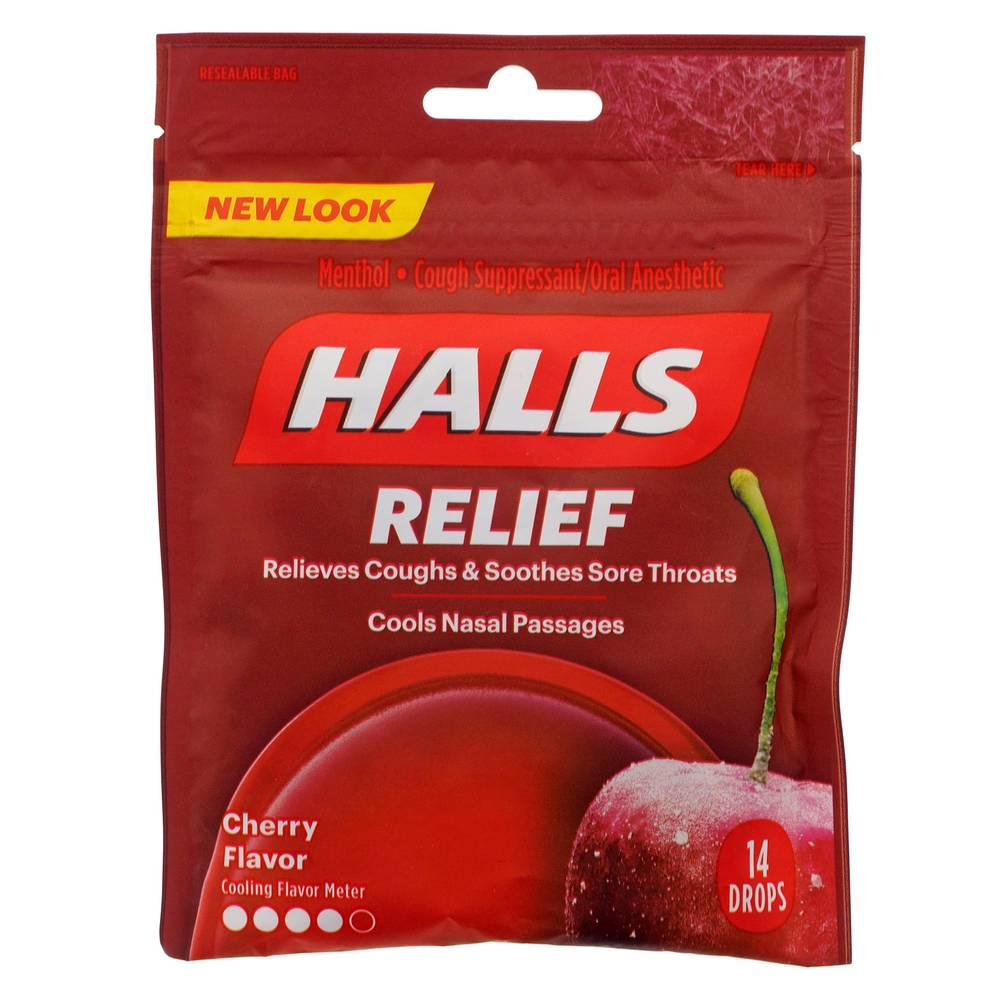 Halls Relief Cough Drops, Cheery (14 ct)