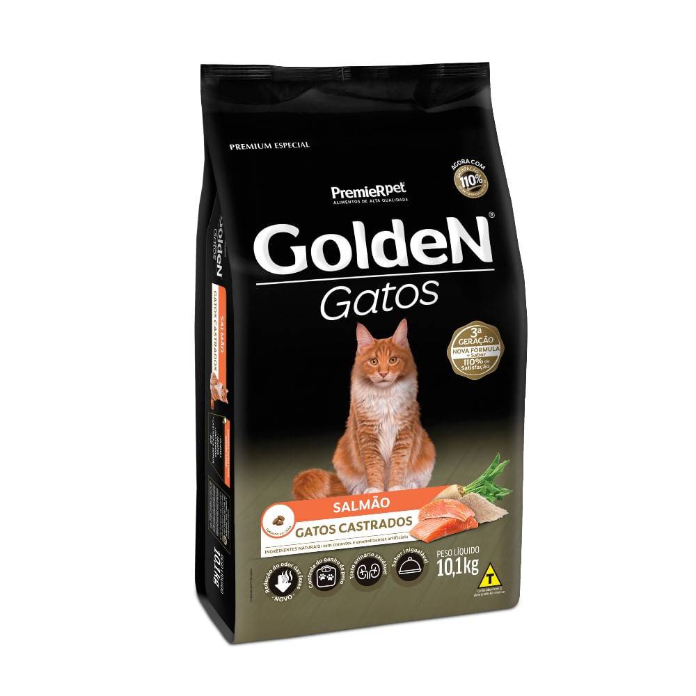 Premierpet ração para gatos castrados sabor salmão golden (10,1kg)