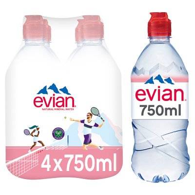 Evian Still Mineral Water Sportscap (4x75cl)