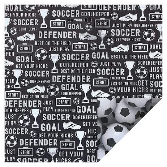 Recollections Soccer Paper, Size 12" X 12", Black - White