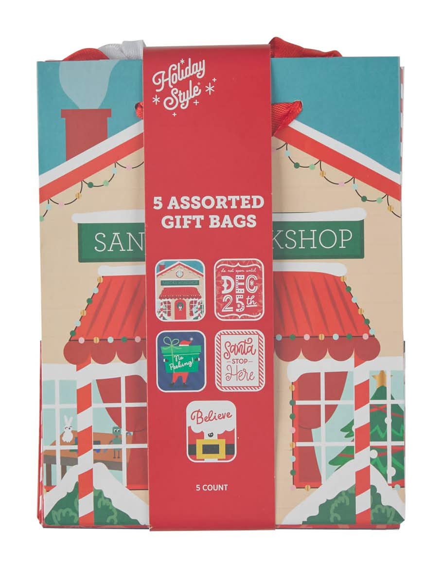 Holiday Style Christmas Gift Bags, S (5 ct)