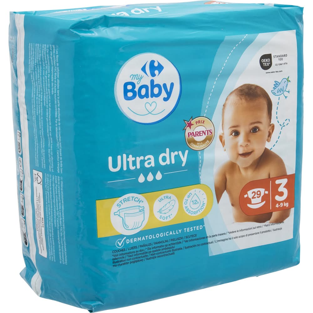 Carrefour Baby - Couches ultra dry, T3, 4-9 kg (25)