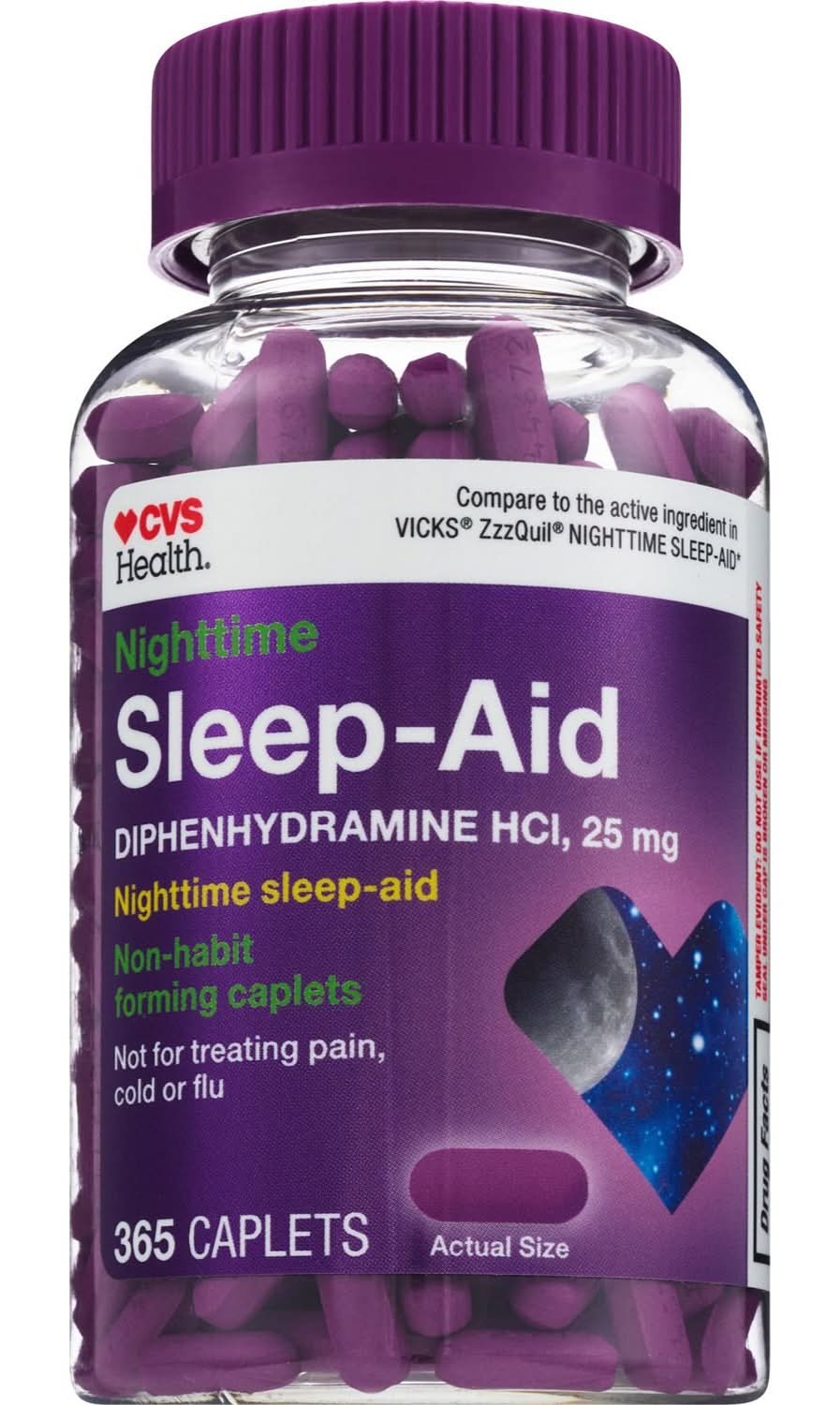 CVS Health Nighttime Sleep Aid Diphenhydramine Hci 25 mg Caplets (365 ct)