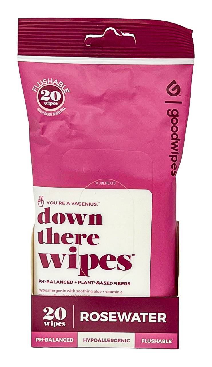 Goodwipes Flushable Down There Cleansing Wipes, Rosewater (20 ct)