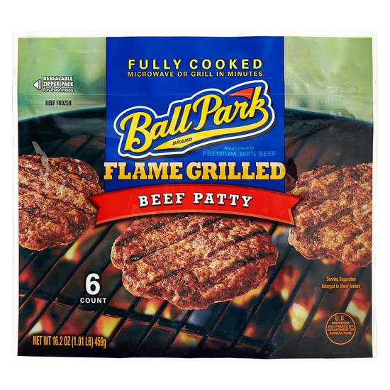 Ball Park Frozen Flamed Grilled Original Beef Patties 6ct 16.2oz
