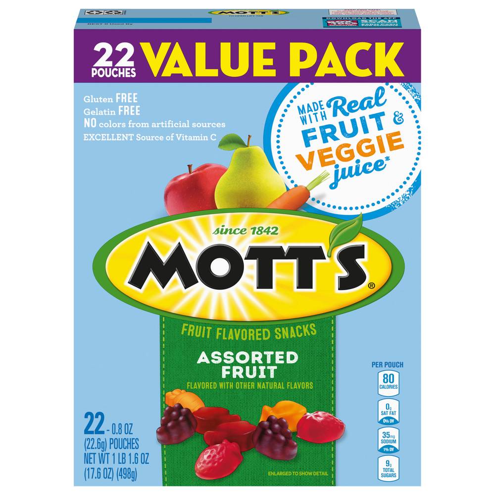 Mott's Fruit Snacks Value pack, Assorted (0.8 lbs, 22 ct)