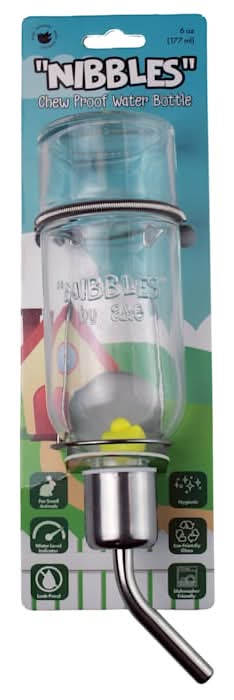 A&E Cage Company Nibbles Chew Proof Water Bottle, Blue, 6 oz.