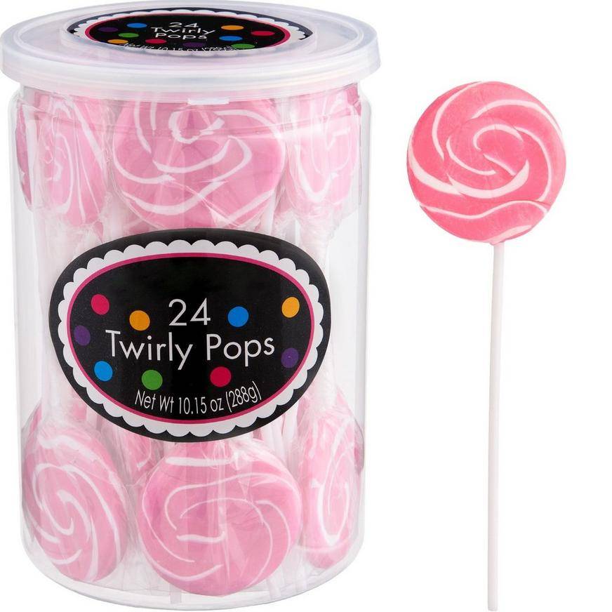 Party City Twirly Lollipops (pink/strawberry) (24 ct, 0.42oz)