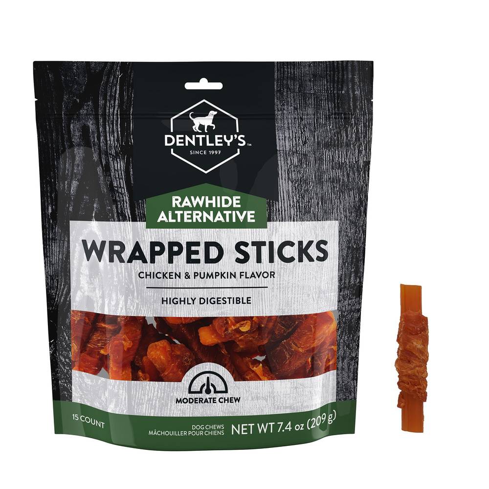 Dentley's Rawhide-Free Wrapped Mini Sticks Dog Treats, Chicken (7.4 oz)