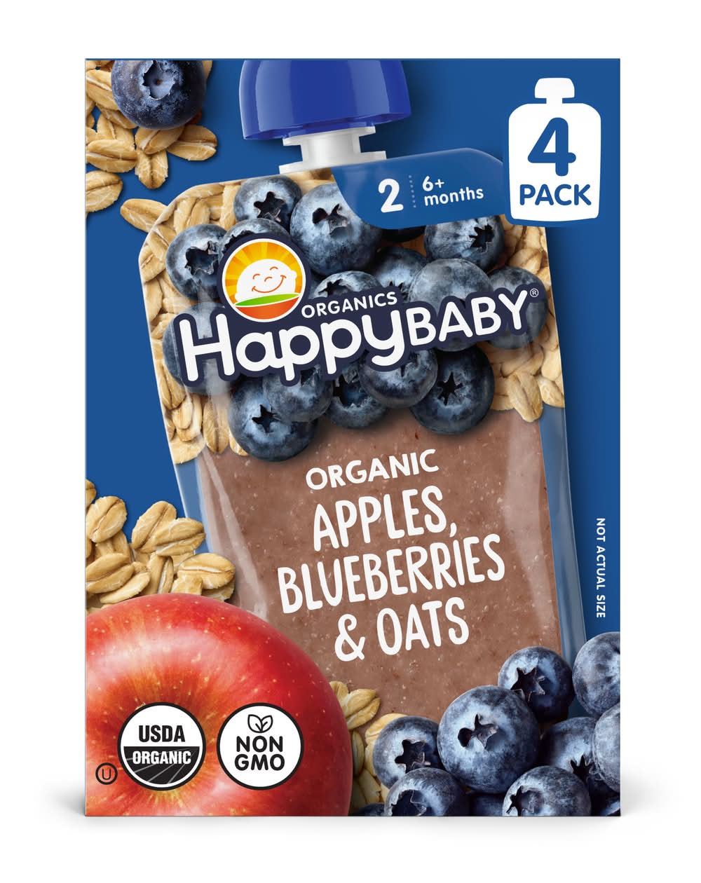 Happy Baby Organic Apple Blueberries Oats Baby Food (16 oz, 4 ct)
