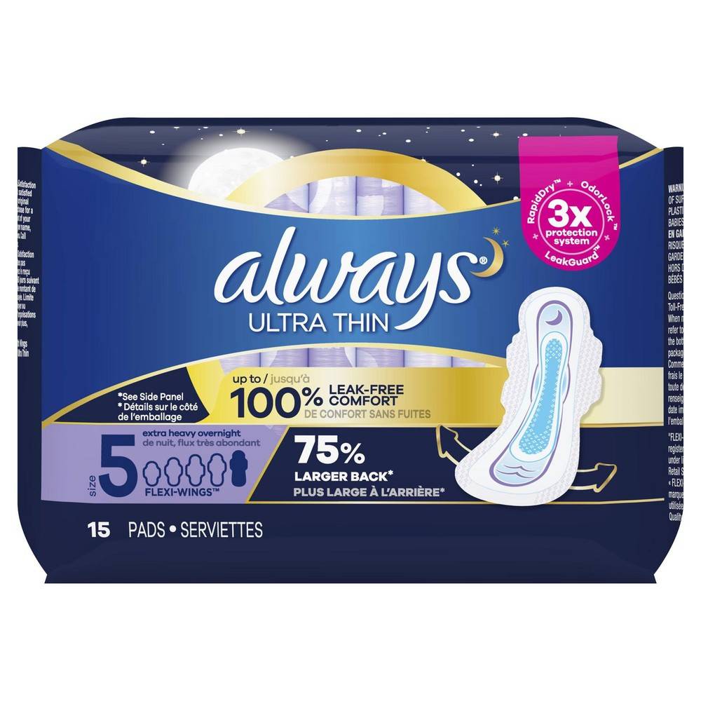 Always Ultra Thin Overnight Pads Size 5 (150 g)