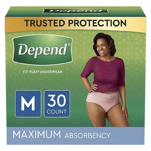 Depend FIT-FLEX Adult Incontinence Disposable Underwear for Women, Maximum Absorbency Medium - 30.0 ea