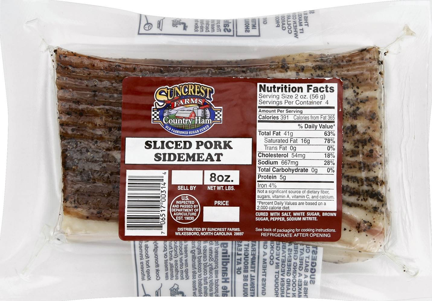 Suncrest Farms Sliced Sidemeat Pork (8 oz)