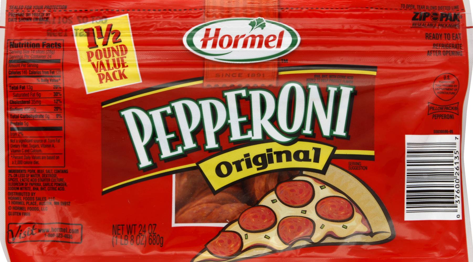 Hormel Pillow pack Pepperoni 24oz