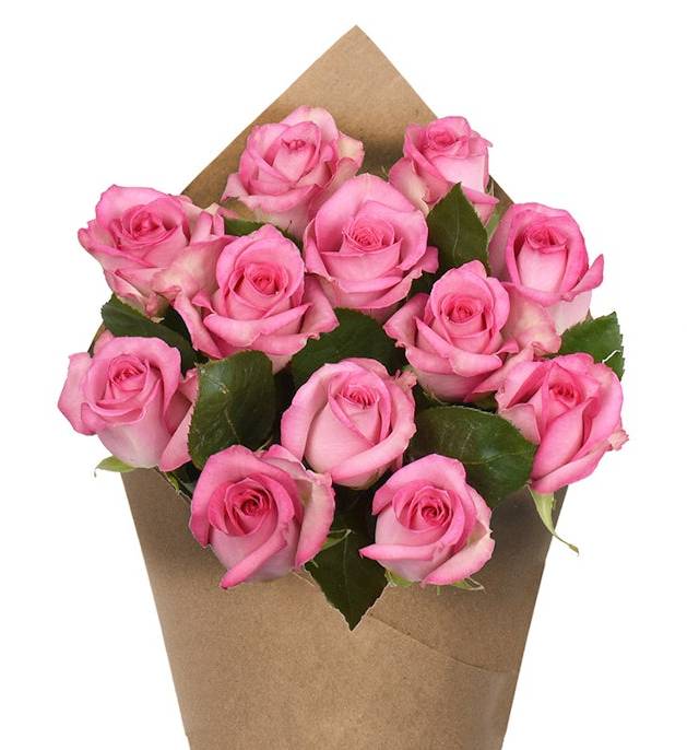 Dozen Rose Bunch - Pink