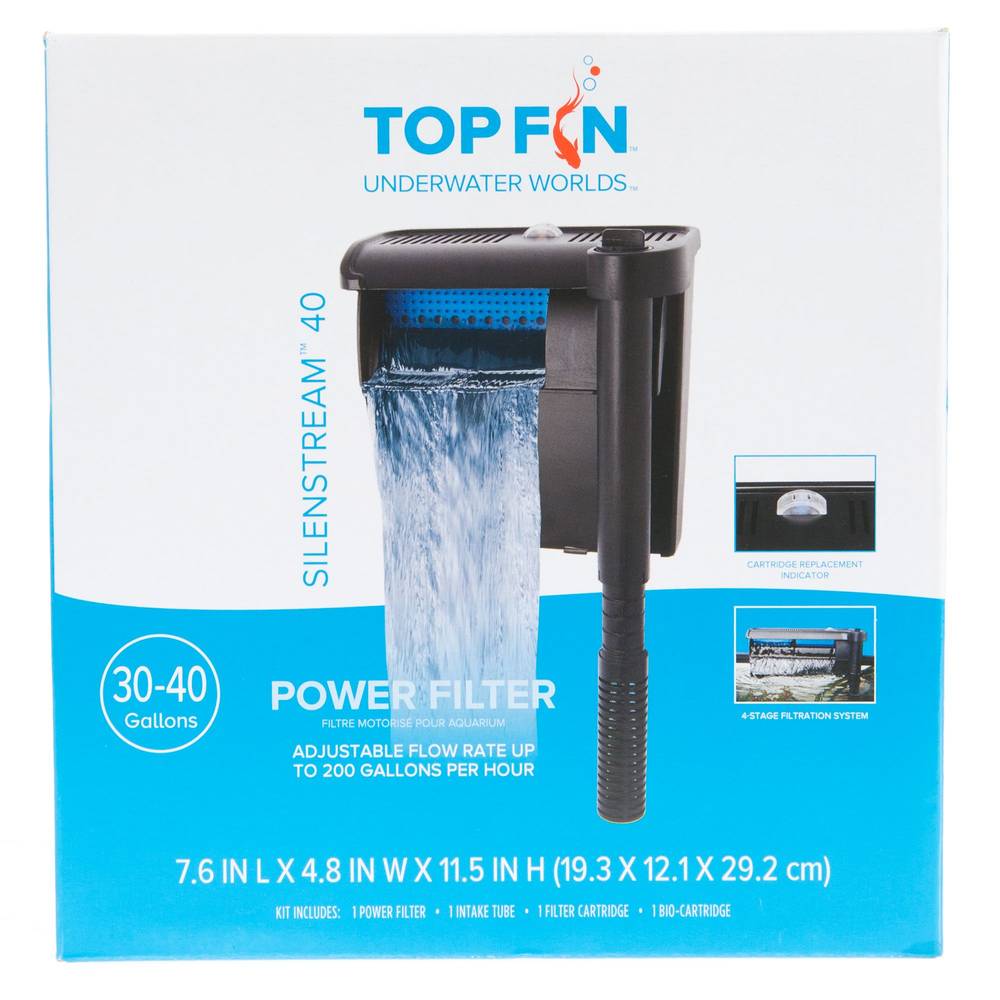 Top Fin® Silenstream™ Power Filter (Color: Assorted, Size: 40 Gal)