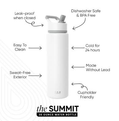 Simple Modern Summit Winter Water Bottle 30 oz, White