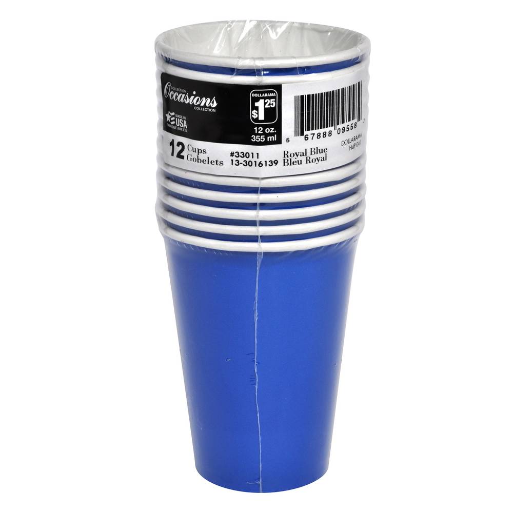 Occasions gobelets en papier 355 ml (bleu royal)