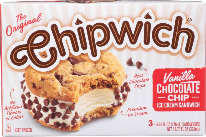 Chipwich Vanilla Chocolate Chip Ice Cream Sandwich (3 ct)