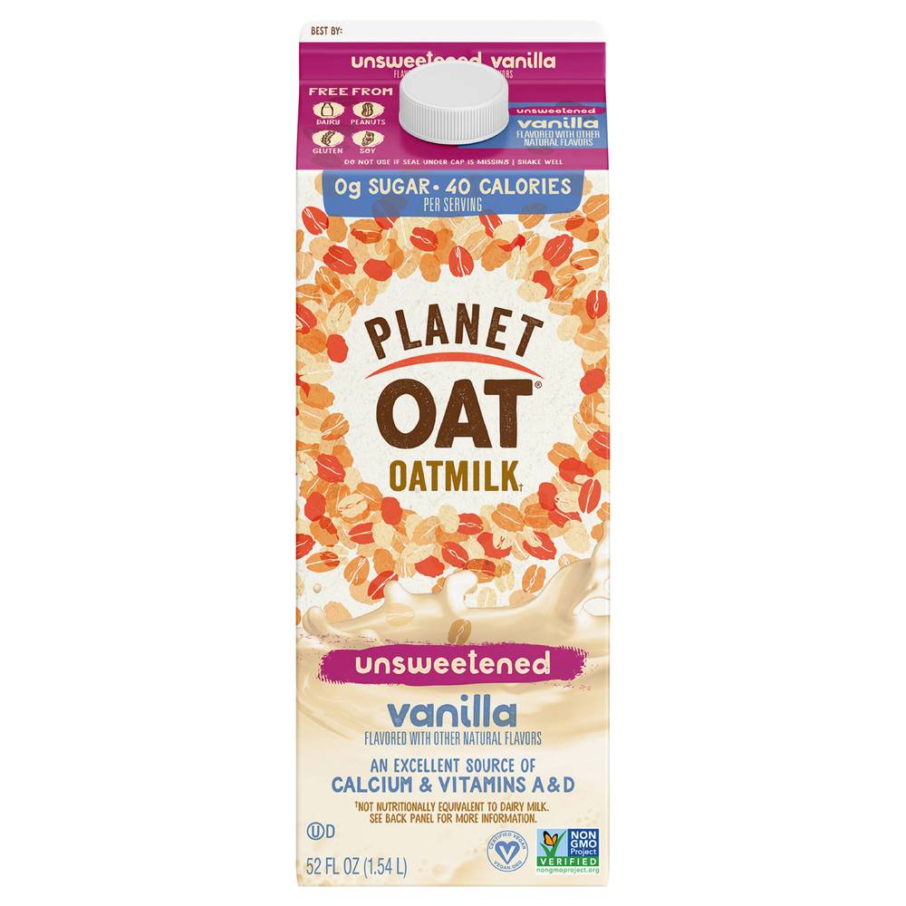 Planet Oat Oatmilk, Unsweetened Vanilla (52 fl oz)