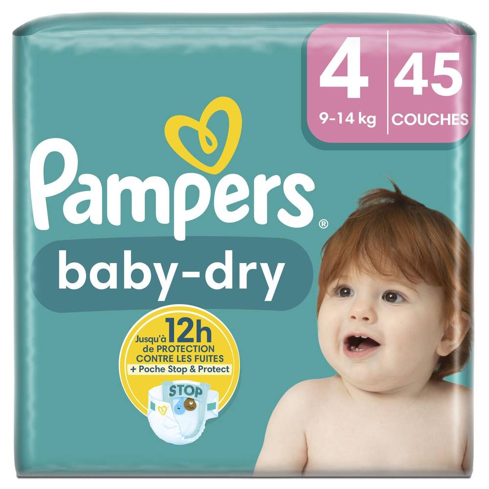 Pampers - Couches culottes baby dry géant taille 4 9-14 kg (45 pièces)