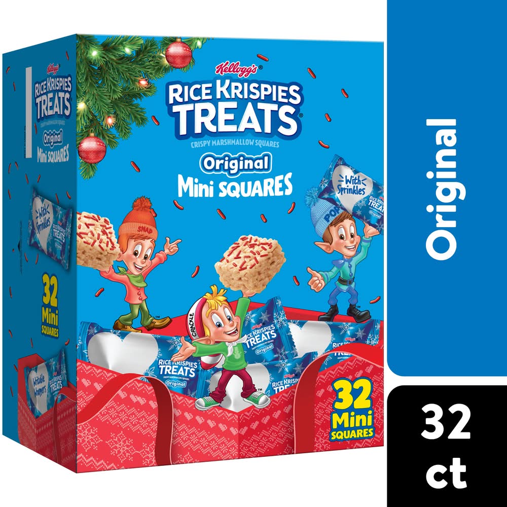 Rice Krispies Treats Original Mini Squares With Sprinkles Bars, Marshmallow (0.39 oz, 32 ct)