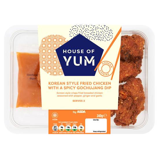 Asda House of Yum Korean Style Fried Chicken with a Spicy Gochujang Dip 240g