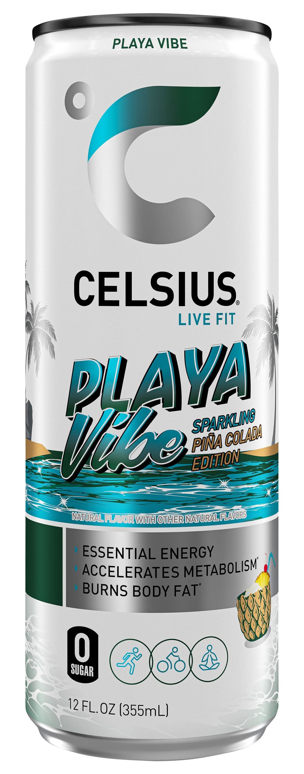 Celsius Live Fit Sparkling Edition Energy Drink, Playa Vibe (12 fl oz)